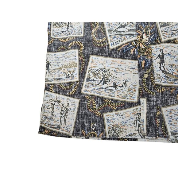 VTG Reyn Spooner Reverse Print Shirt AOP Men's Large Black Surfing Eddy Guitar - Picture 4 of 13